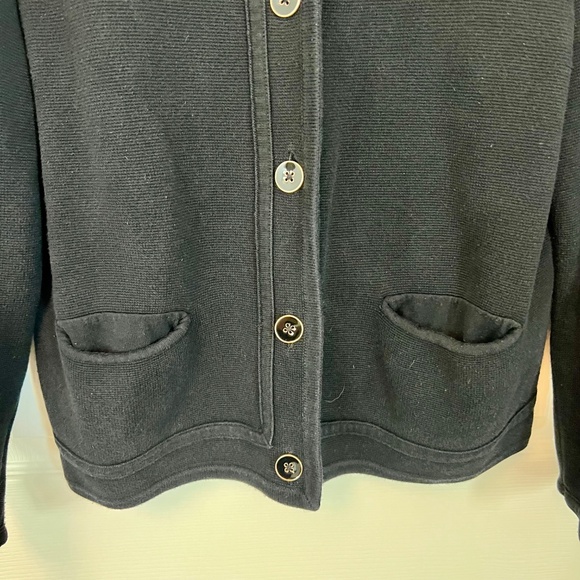 Talbots Petite Woman's Black Cardigan Tight-Knit Sweater Jacket Size - Picture 3 of 4